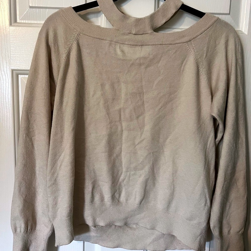 525 America Cream Off-the-Shoulder Sweater - Picture 3 of 4